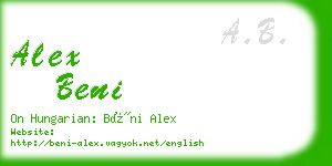 alex beni business card